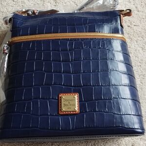 Dooney Bourke Oakdale Croco Blue Leather crossbody bag.